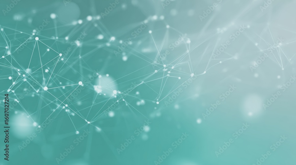 Fototapeta premium Abstract digital background with connected dots and lines in teal, representing technology and communication.