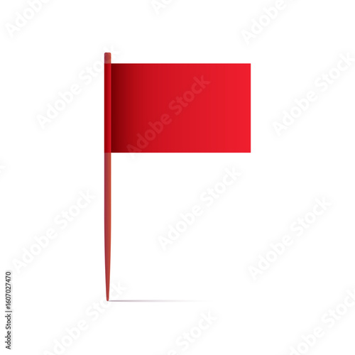 Free Download Red toothpick flag. Colorful paper banner on wooden stick with shadow. Pennant for food, cocktail decoration or for location mark, map pointer. Vector illustration - GFXLoad