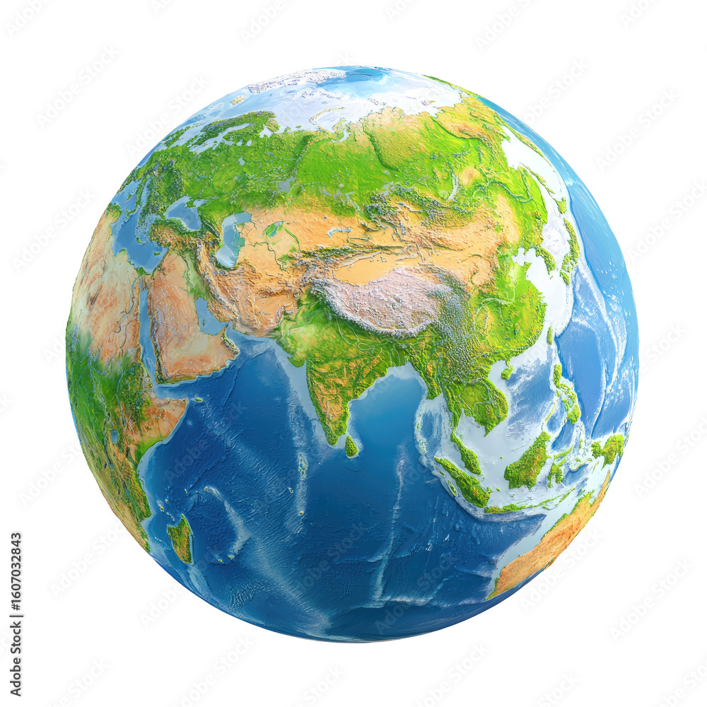 Fototapeta premium Detailed map of the world, centered on Asia