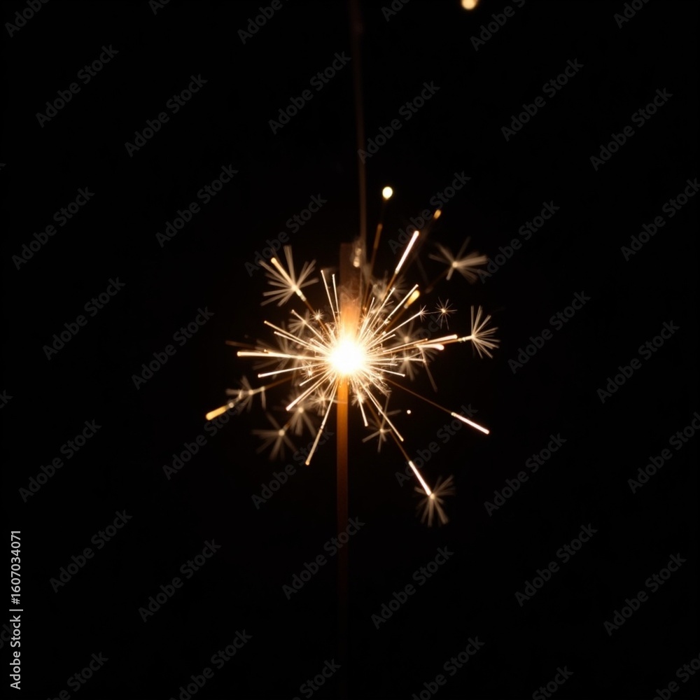 Fototapeta premium Sparkler emitting fiery particles in dark space