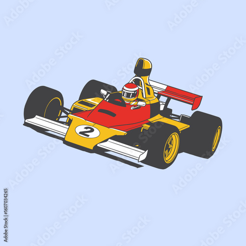 Formula car fantasy. F1 car print design for t shirt print, poster, sticker, background and other uses. Fast F1 Car Illustration. Motorsport t-shirt artwork.