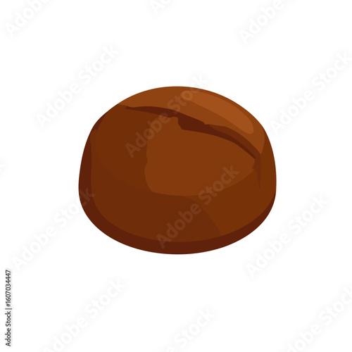 Stylized single dark brown coffee bean with a prominent central fissure.