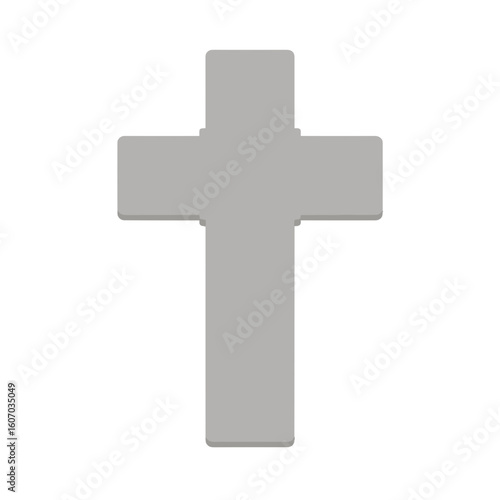 Gray cross silhouette on a simple white background  