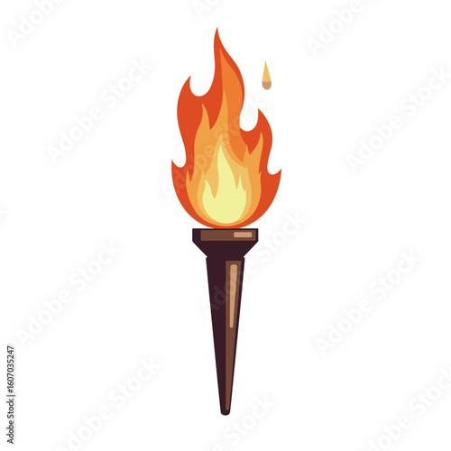 Illustration of a flaming torch with vibrant orange flames  