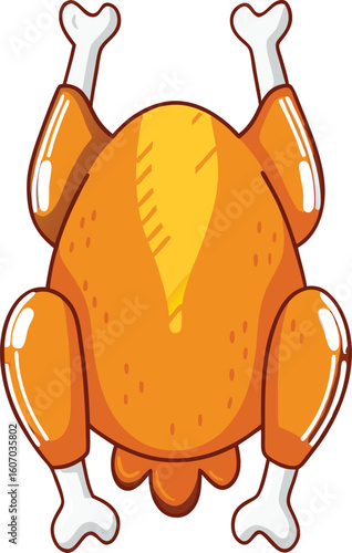 Cartoon Roasted Turkey Illustration Perfect for Thanksgiving or Holiday Dinner Design