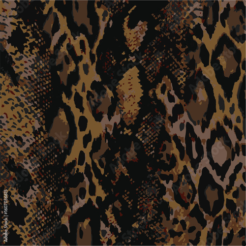  snake pattern continues endlessly in beige tones. Animal skin seamless pattern.