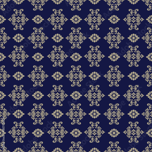 Elegant vintage pattern on dark blue background