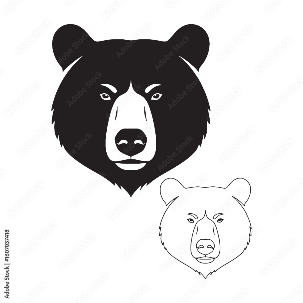 Obraz premium A Bear Figure - Simple Form - Clean Lines - Bear silhouette - Bear lineart - Bear vector - silhouette & lineart of Bear