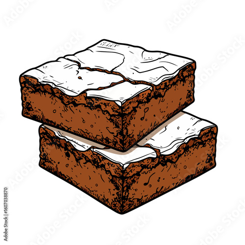 brownie slices with white icing, stacked clip art preview
