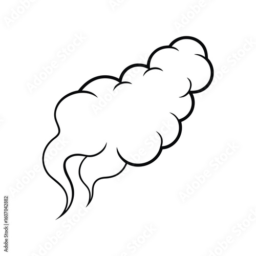 Vector Outline Illustration of Smoke Isolated on White Background