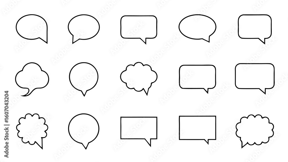 Fototapeta premium Set of Hand Drawn Speech Bubbles on tranparent background