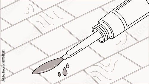 Illustration of grout repair sealant being applied to tile floor for home improvement and maintenance