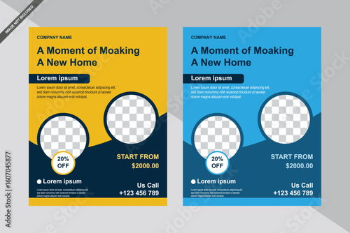 Real Estate Advertising Flyers: Dynamic promotional flyers showcasing the allure of new homes, offering a clean and modern aesthetic, ideal for engaging potential buyers and driving sales.