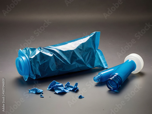 Crushed Medical device: Depicting the remnants of a smashed medical apparatus, conveying a narrative of damage or malfunction in a clinical environment. 