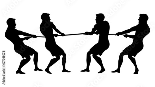 silhouette of a tug of war