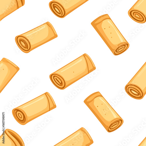 Golden-brown rolled pancakes, blini, or crepes in a simple cartoon style illustration.