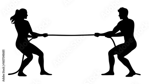 silhouette of a tug of war