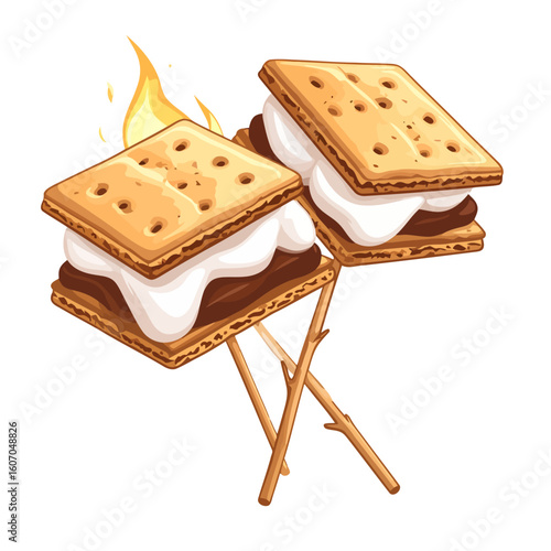 s'mores on sticks with fire clip art preview