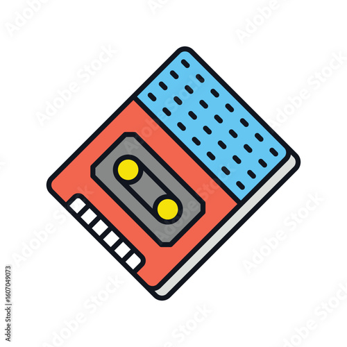 tape recorder color line icon with white background vector stock illustration