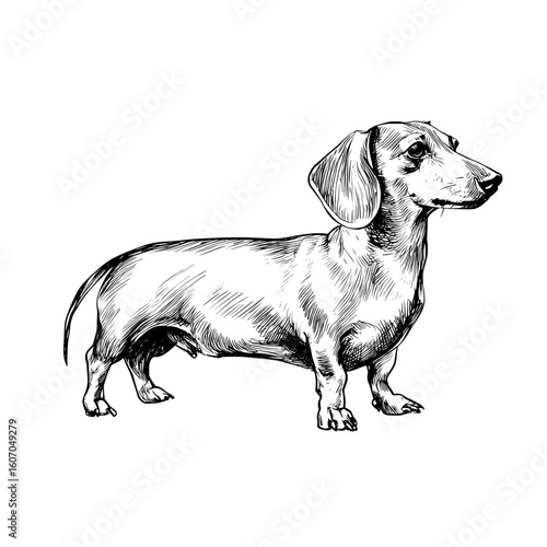 Black modern outline of a dachshund on a transparent background