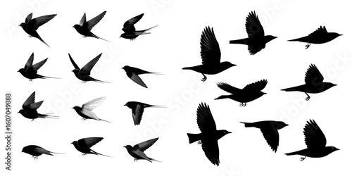 A bird flying is depicted in a silhouette animation sequence, which is part of a loopable sprite sheet