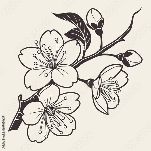Elegant cherry blossom vector illustration showcasing Japanese cultural essence