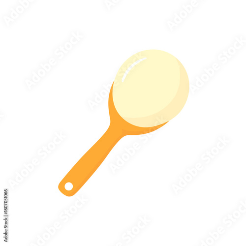 Cartoon orange spoon with a scoop of creamy pale yellow substance.