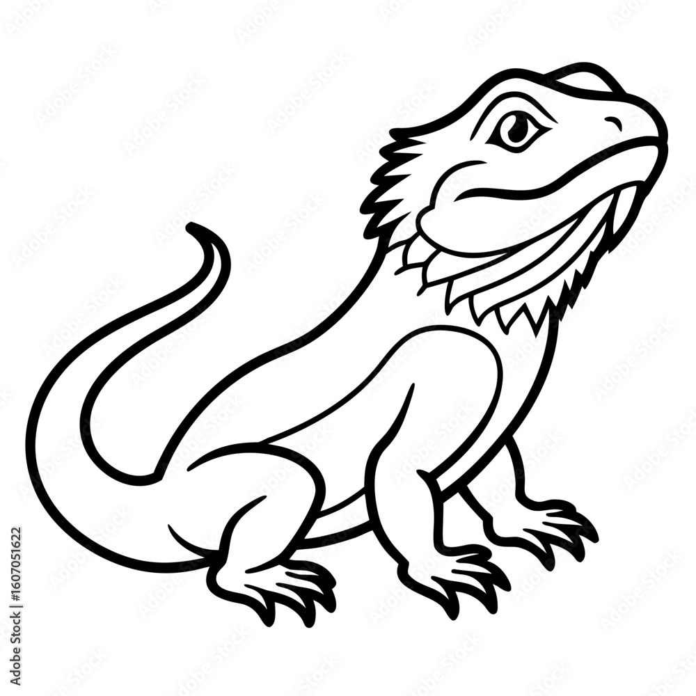 Fototapeta premium Bearded Dragon line art vector