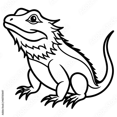 Bearded Dragon line art vector