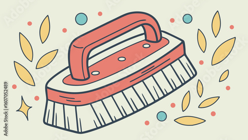Charming vector illustration of a cleaning brush for household and hygiene products