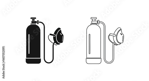 Two black and white icons depicting oxygen tanks and respirators.