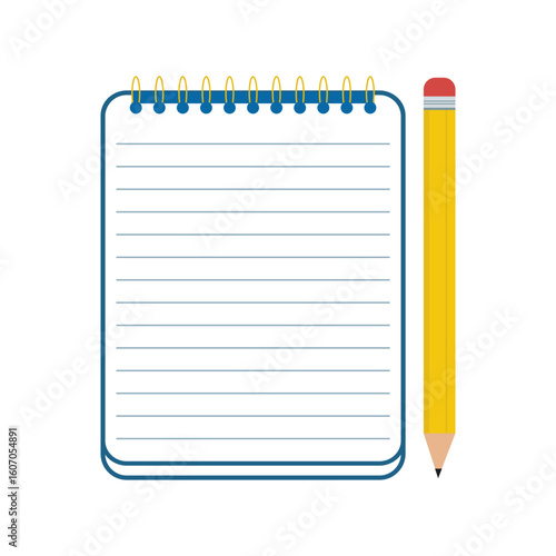 Blank notepad and yellow pencil ready for notes or creative ideas