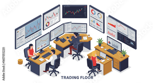 Isometric green energy plant with industrial tanks and truck on a whit