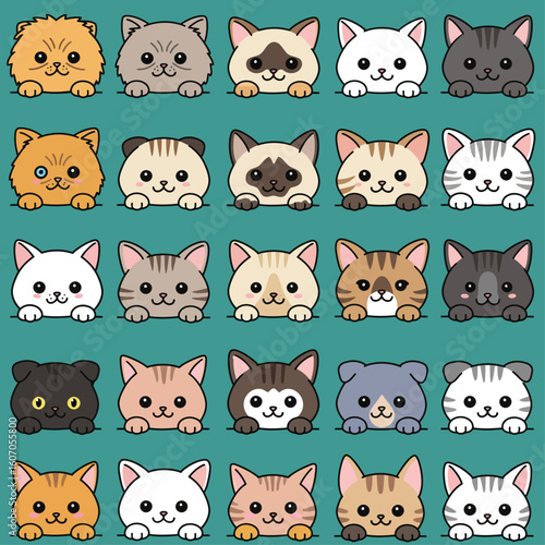 Cartoon vector of adorable smiley cat.