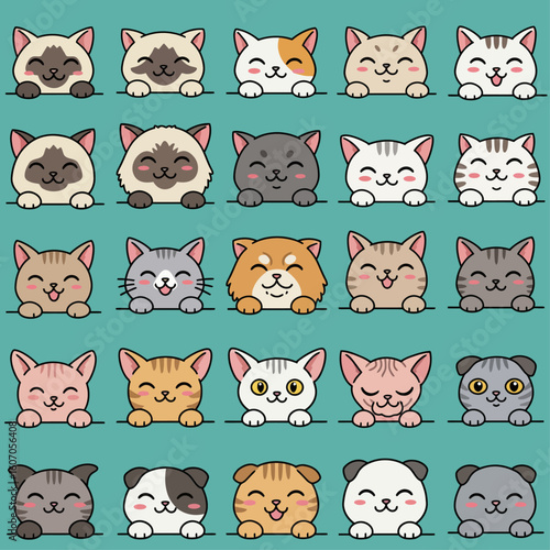 Cartoon vector of adorable smiley cat.