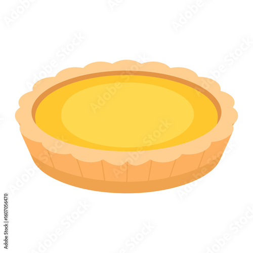 Stylized whole lemon custard tart with a golden, fluted pastry crust.