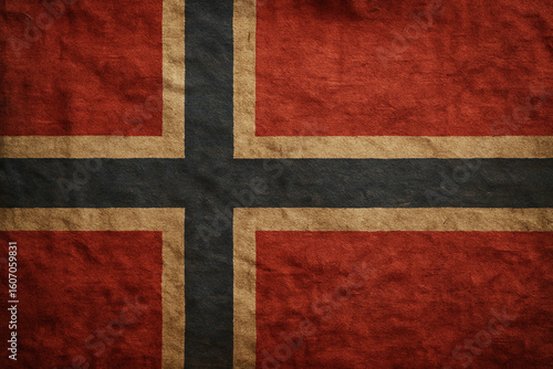 Vintage Norway Flag. Canvas Texture. Norwegian. Nordic Country. Wallpaper. Background.