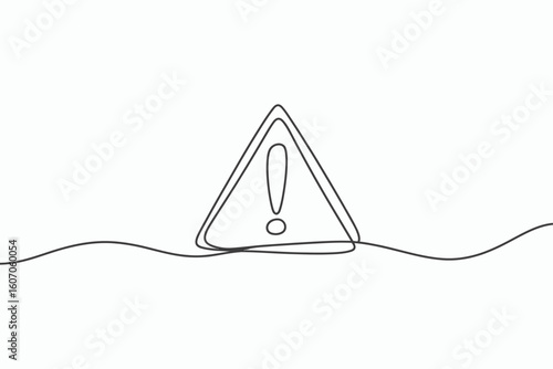Minimalist warning sign with exclamation mark on a wavy line