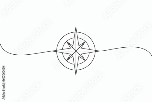 Simple line drawing of a compass rose with wavy lines
