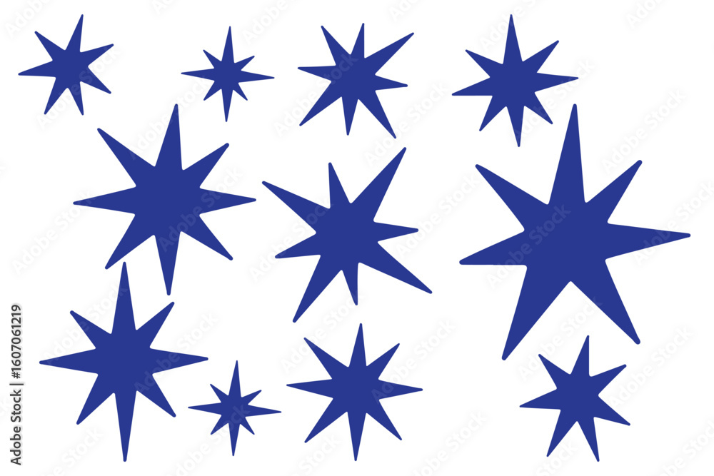 Fototapeta premium Set of trendy irregular black stars. Simple funky groovy abstract shapes. 