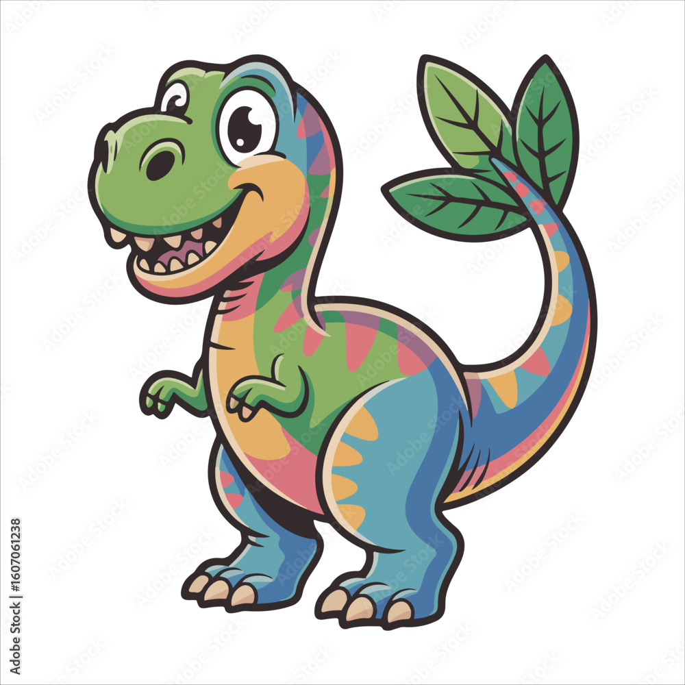 Fototapeta premium Cute Colorful Dinosaur Mascot - Vector T-Rex Character Illustration
