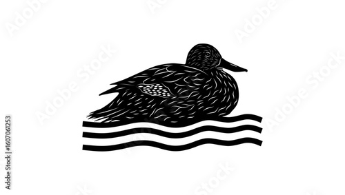 Meller's Duck,black isolated silhouette