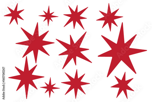 Set of trendy irregular black stars. Simple funky groovy abstract shapes.	