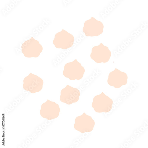 A scattered group of ten raw, beige chickpeas, depicted in a simple, flat vector illustration style.