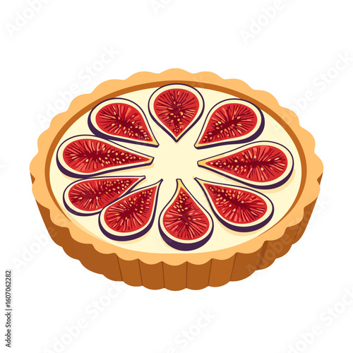 Gourmet fig tart with creamy custard filling and fresh sliced figs in a golden fluted crust.