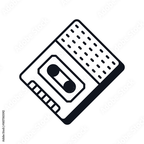 tape recorder glyph icon with white background vector stock illustration