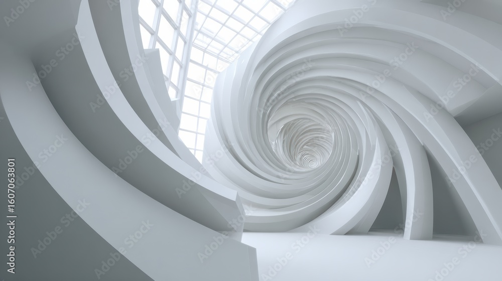 Obraz premium A stunning, modern architectural design featuring swirling white shapes and abundant natural light.