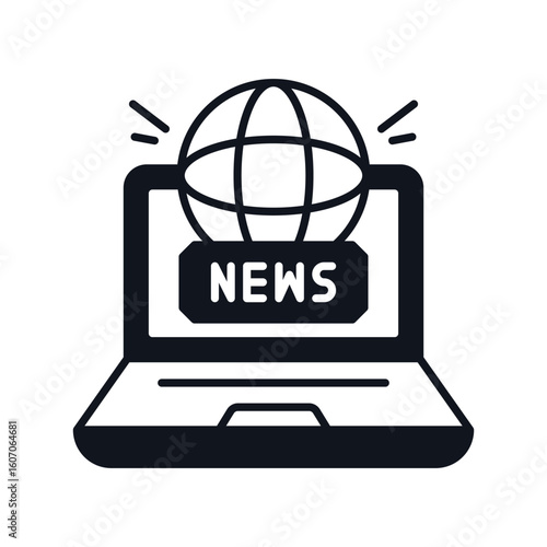news glyph icon with white background vector stock illustration