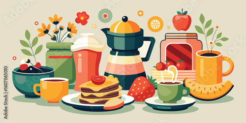 Simple, charming illustrations capture the essence of a perfect morning meal..eps