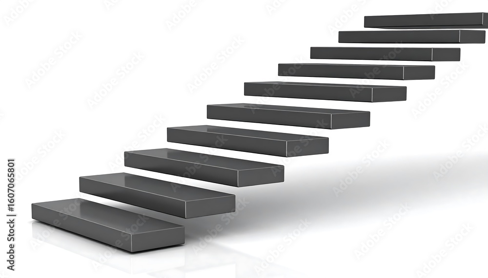 Gray steps rising upward on a white background Gray steps rising upward on a white background